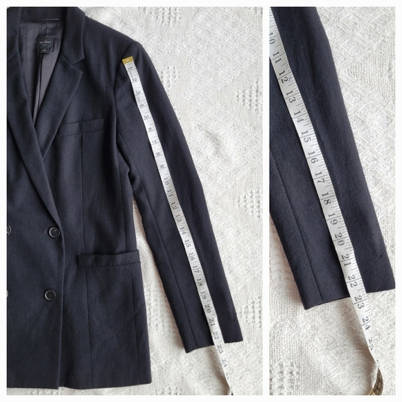 Aritzia Black Double Breasted Button Up Formal Business Textured Wool Blazer - Picture 8 of 12